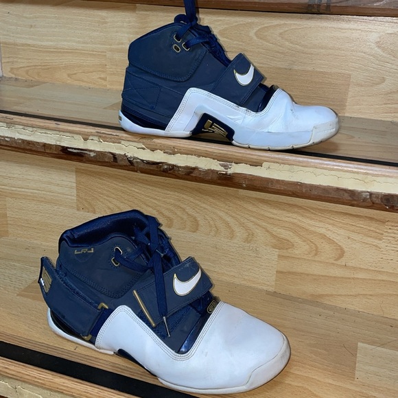 Nike Lebron Zoom Soldier Dunkman Navy Blue White Men Shoes 316643-411 Preowned - Picture 2 of 10